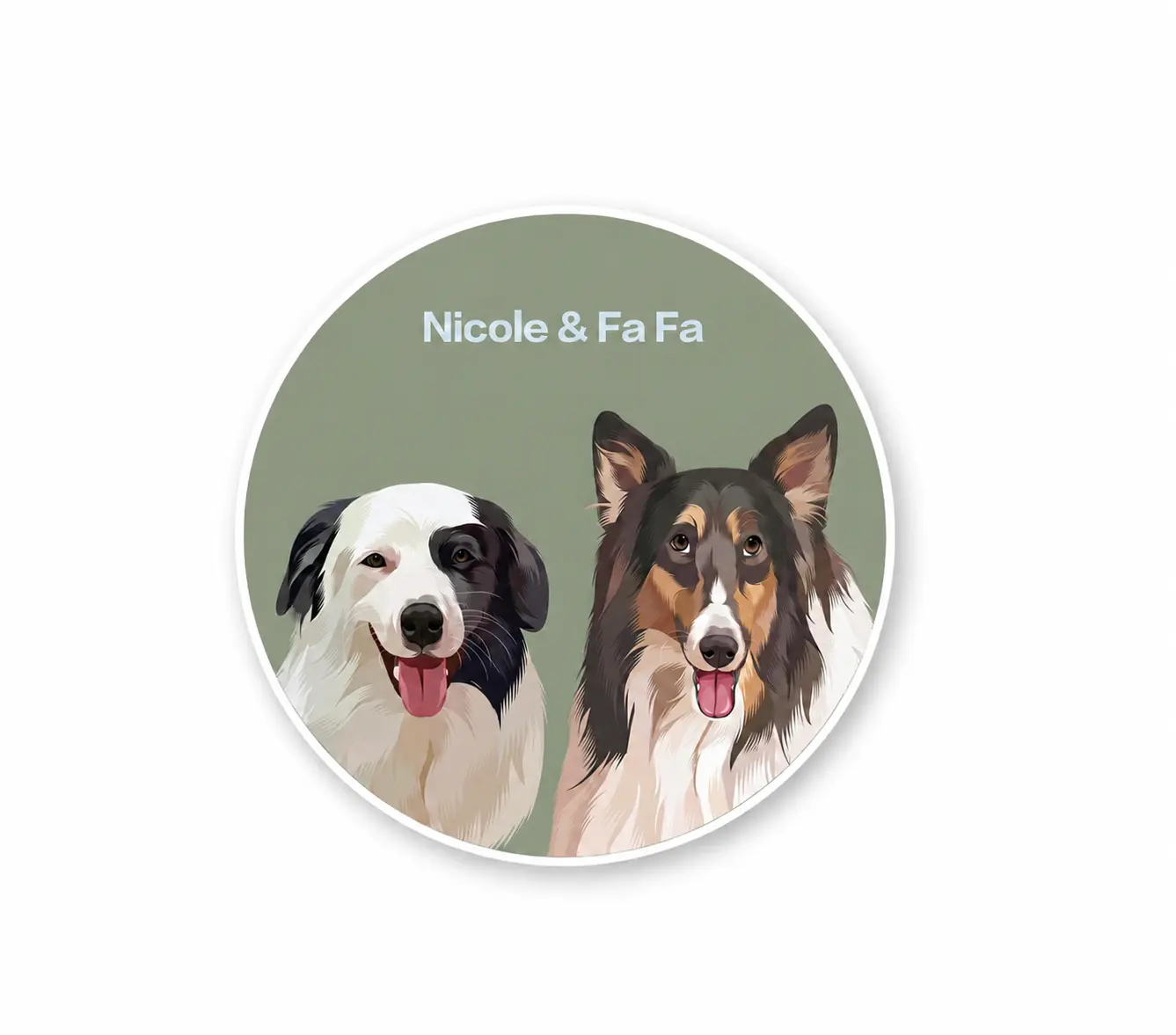Custom Two-Pet Portrait Round Rug
