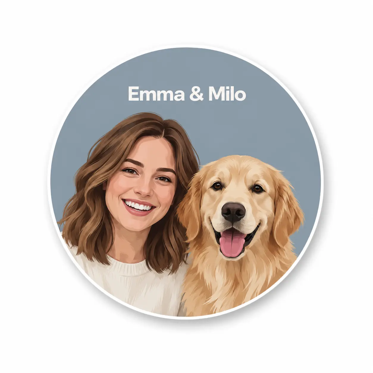 Custom Two-Pet Portrait Round Rug