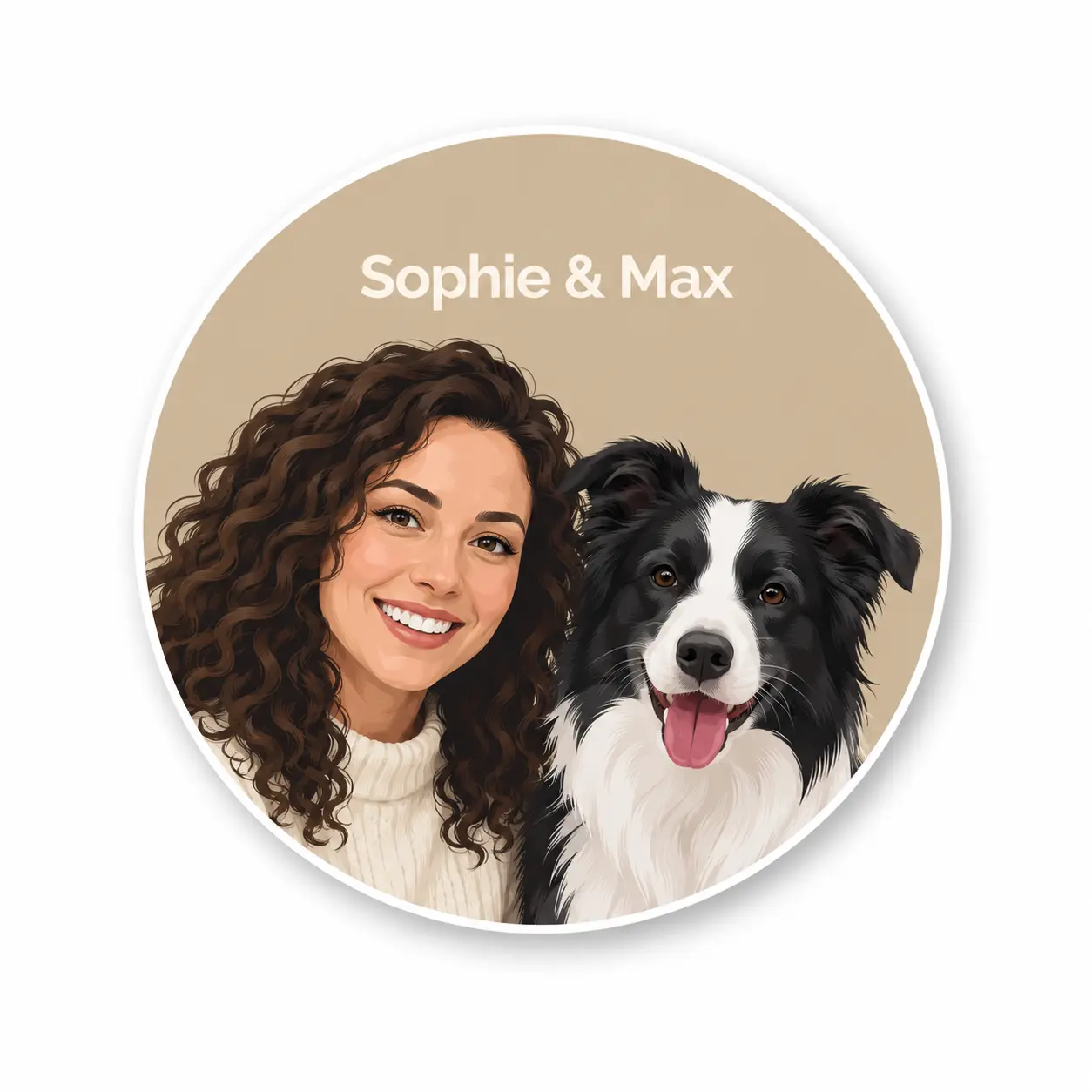 Custom Two-Pet Portrait Round Rug