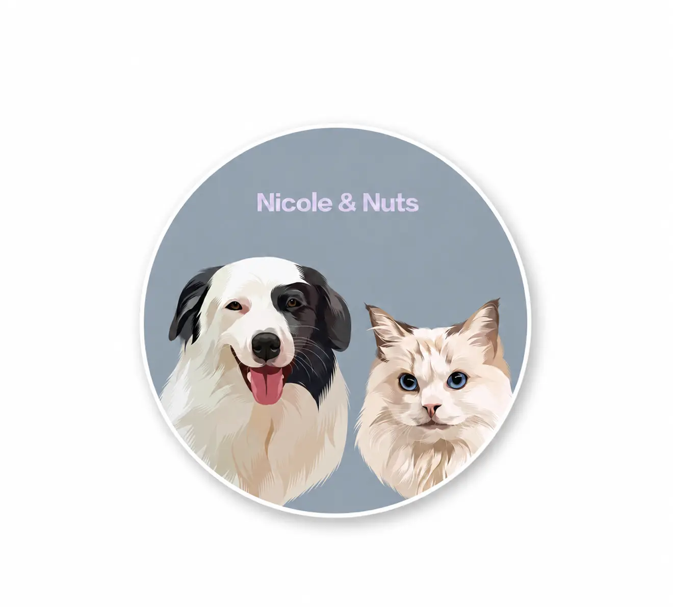 Custom Two-Pet Portrait Round Rug