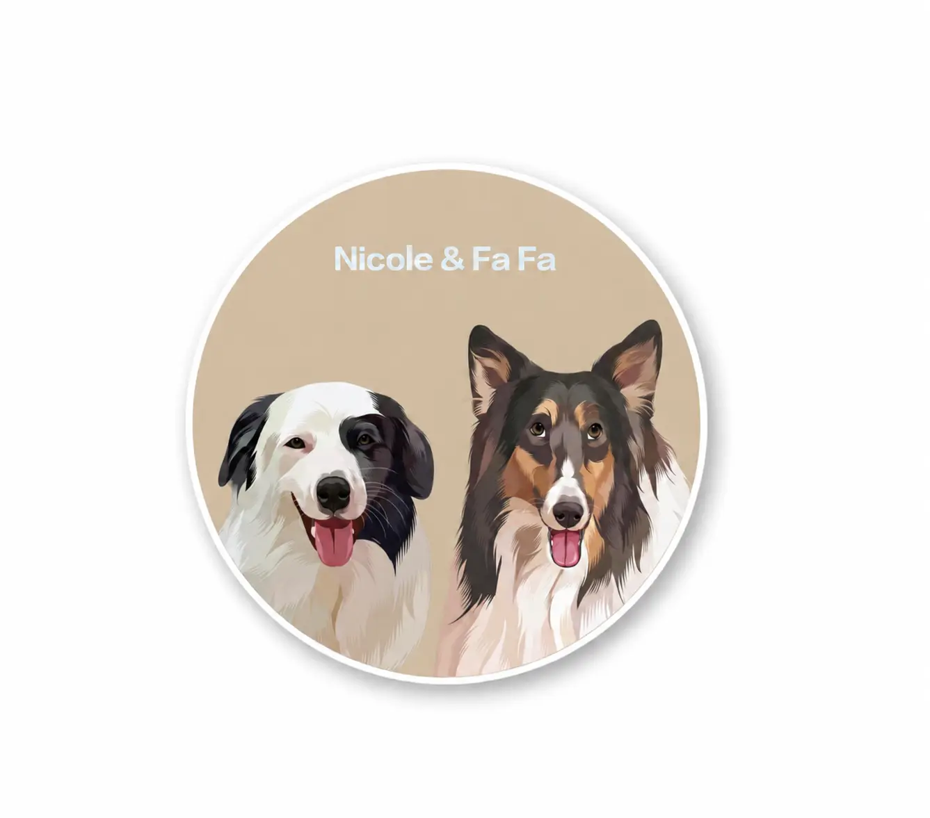 Custom Two-Pet Portrait Round Rug