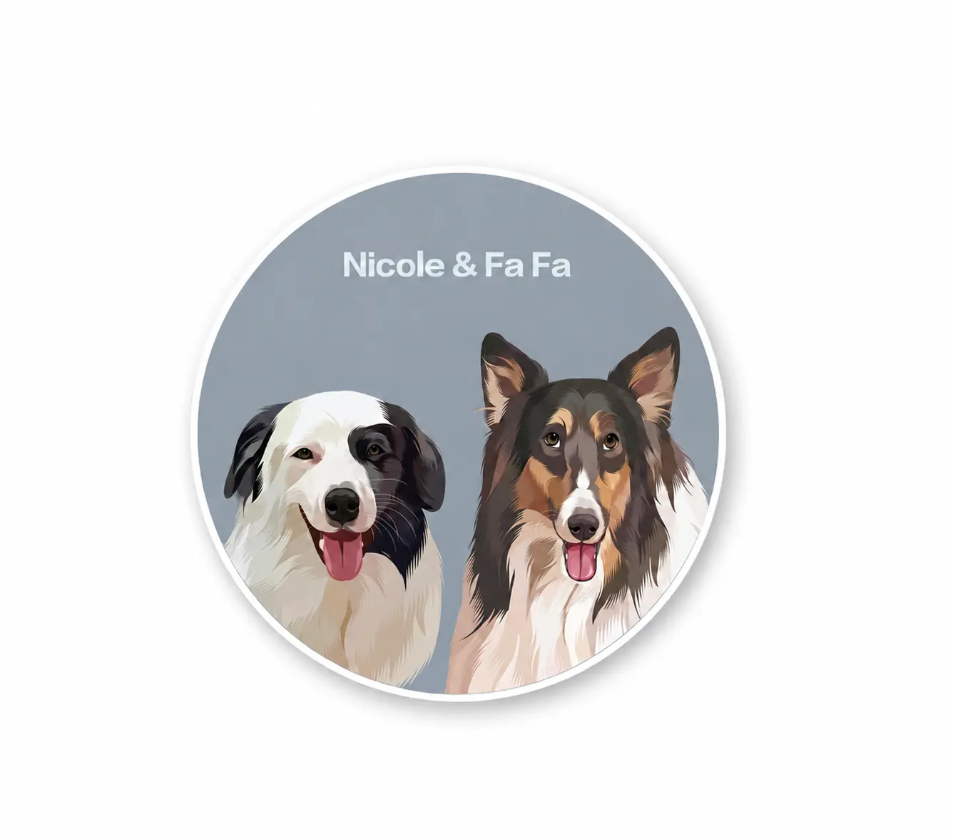 Custom Two-Pet Portrait Round Rug