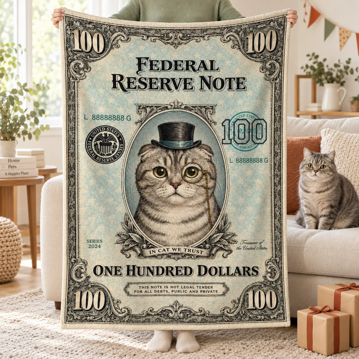 Custom Vintage Pet Portrait Blanket
