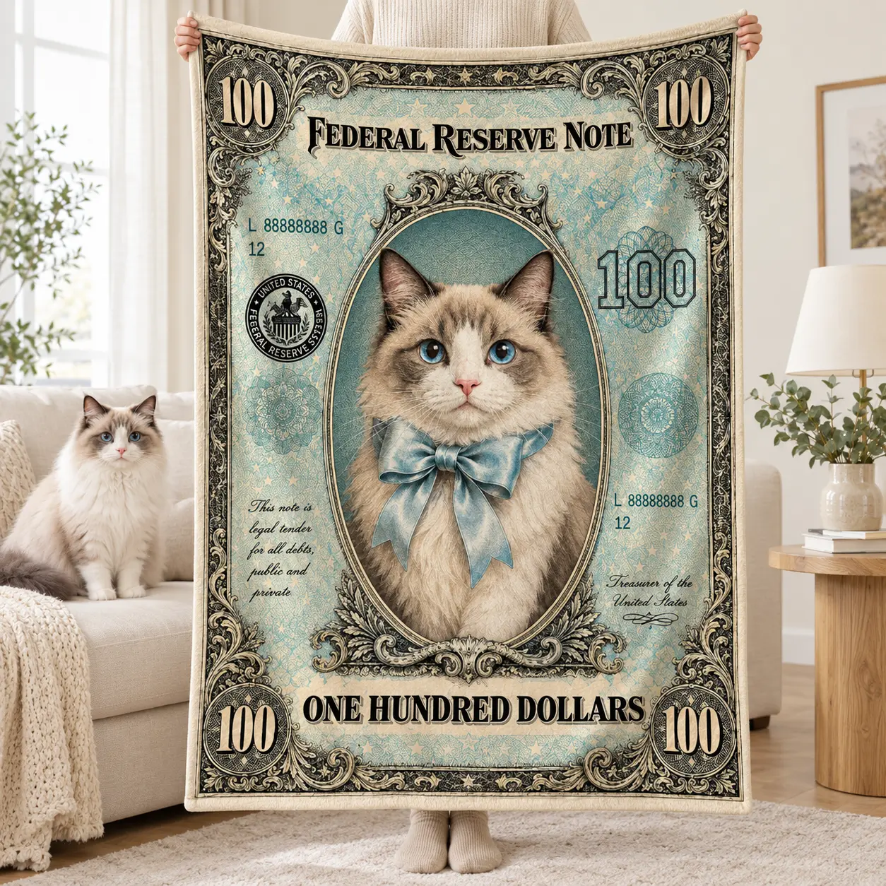 Custom Vintage Pet Portrait Blanket
