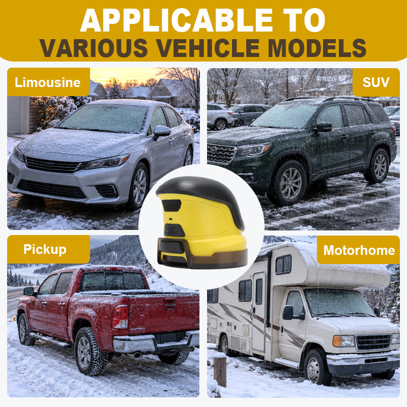 Electric car ice scraper for sedans, SUVs, pickups and motorhomes