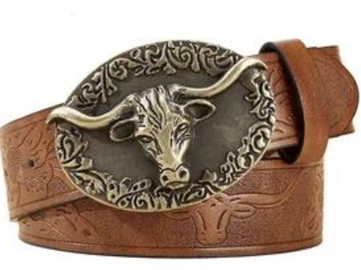 Vintage Embossed Leather Belt Western Cowboy Jean Matching Belt