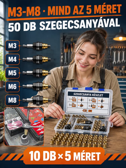 🛠️Profi Szénacél Szegecselő Szerszámkészlet | 10 Év Tartósság | M3-M8 Teljes Szett Autószereléshez és DIY-hoz 🚀