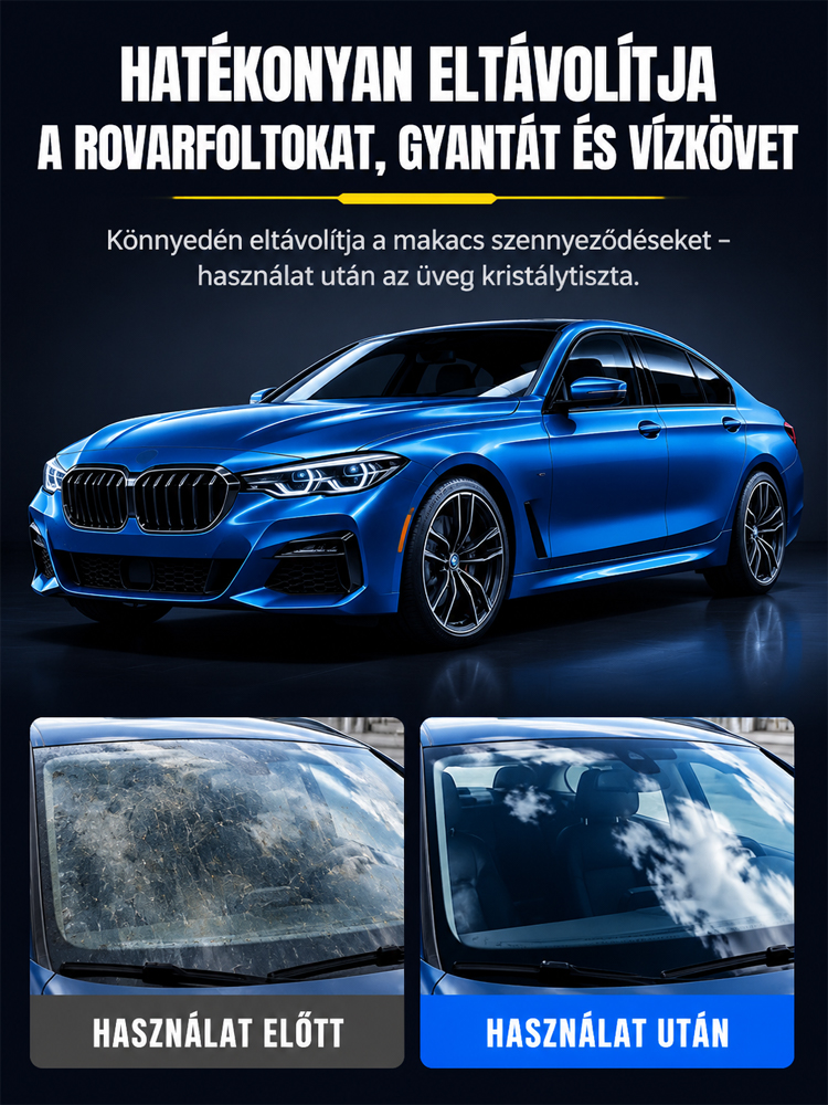 ✨Autóüveg olajréteg-tisztító| 3 Mp Alatt Kristálytiszta Szélvédő | Nano Védelem| Azonnali Tisztaság Esőben Is 🌧️