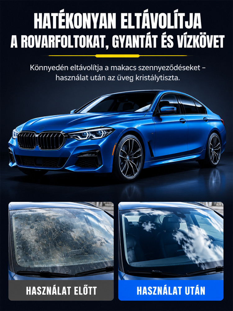 ✨Autóüveg olajréteg-tisztító| 3 Mp Alatt Kristálytiszta Szélvédő | Nano Védelem| Azonnali Tisztaság Esőben Is 🌧️