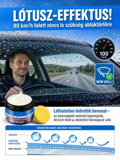 ✨Autóüveg olajréteg-tisztító| 3 Mp Alatt Kristálytiszta Szélvédő | Nano Védelem| Azonnali Tisztaság Esőben Is 🌧️