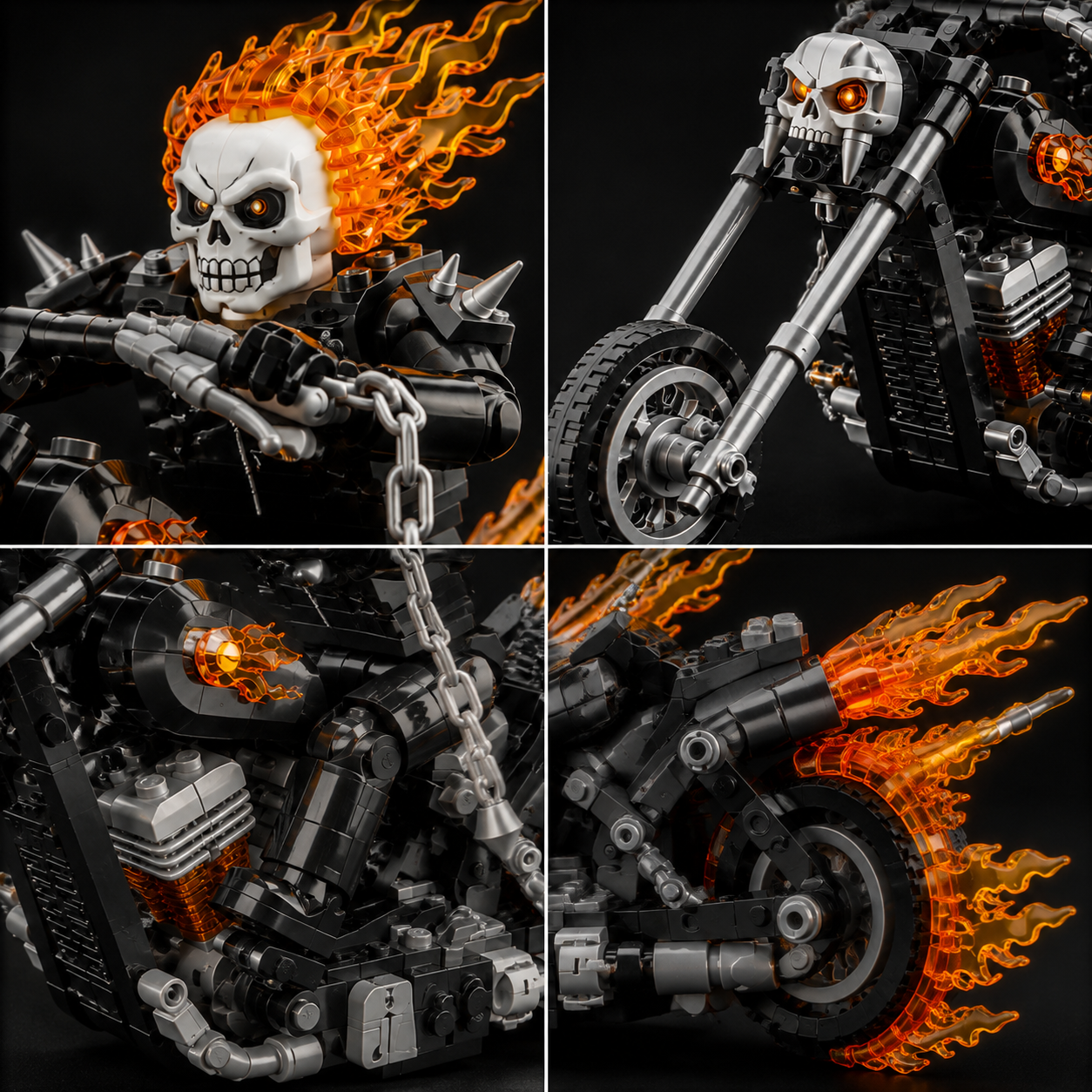 Skull Rider Flame Motorcycle Building Set – Dark Fantasy Bike Collector Model