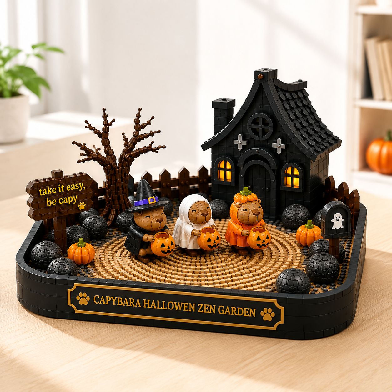 Capybara Halloween Garden Brick Model – Spooky Cute Animal Building Kit