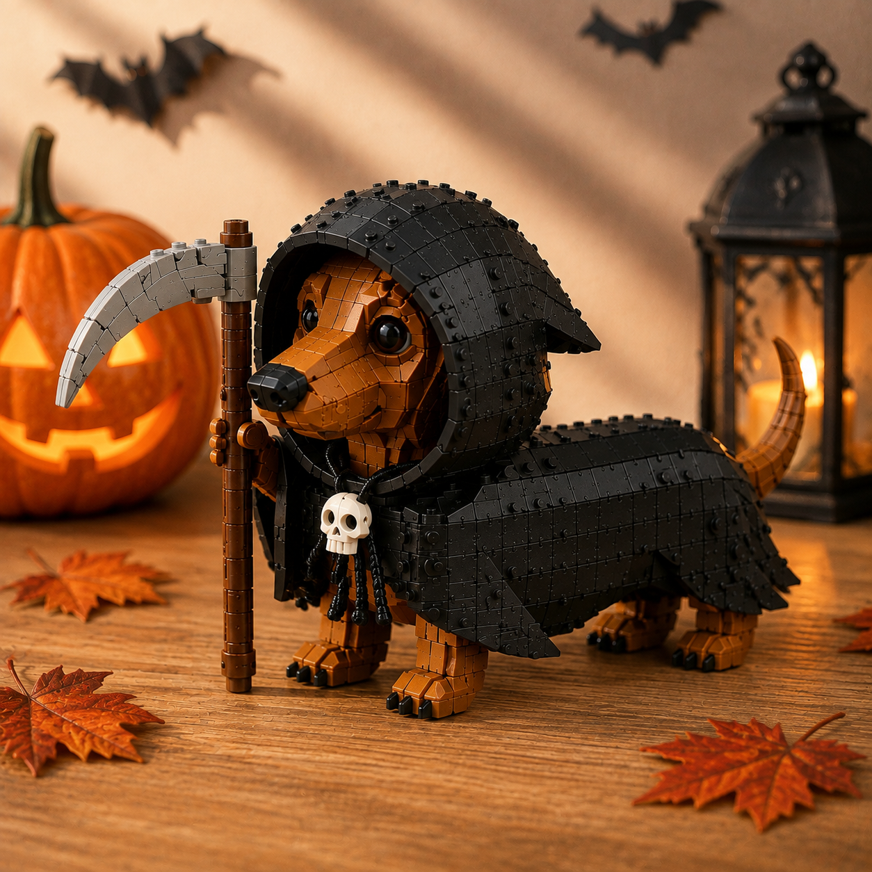 Dark Knight Dachshund Brick Model – Halloween Dog Building Kit