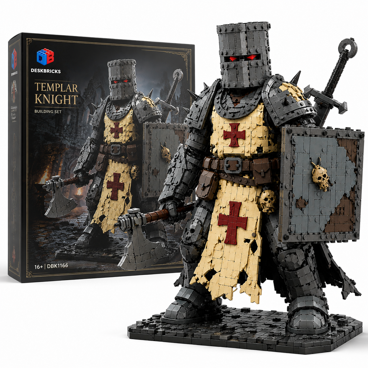 Red Cross Warrior Brick Model – Medieval Knight Building Kit