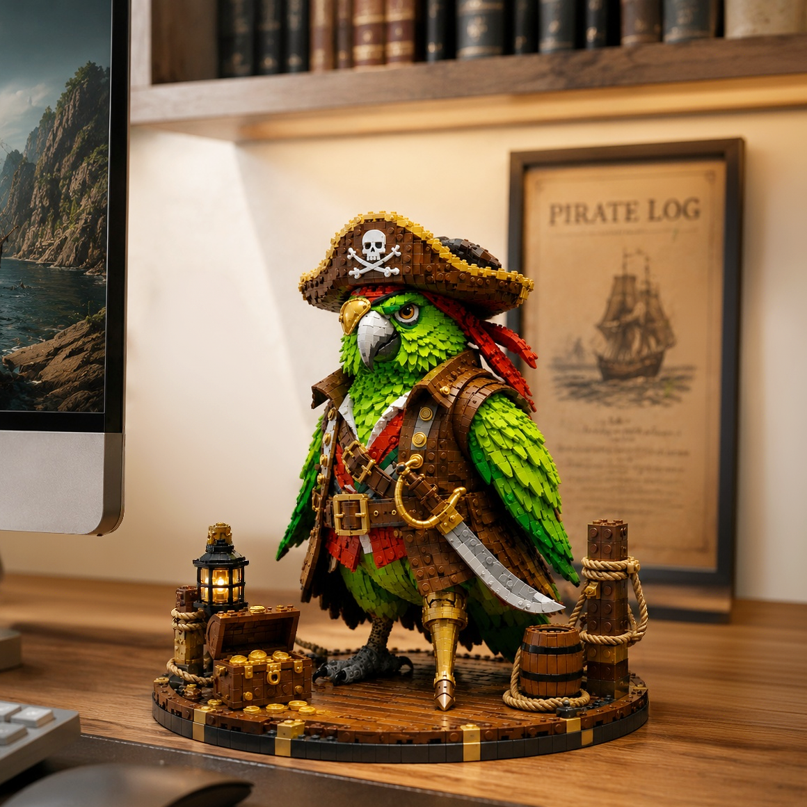 Pirate Parrot Captain Brick Model – Fantasy Adventure Animal Building Kit