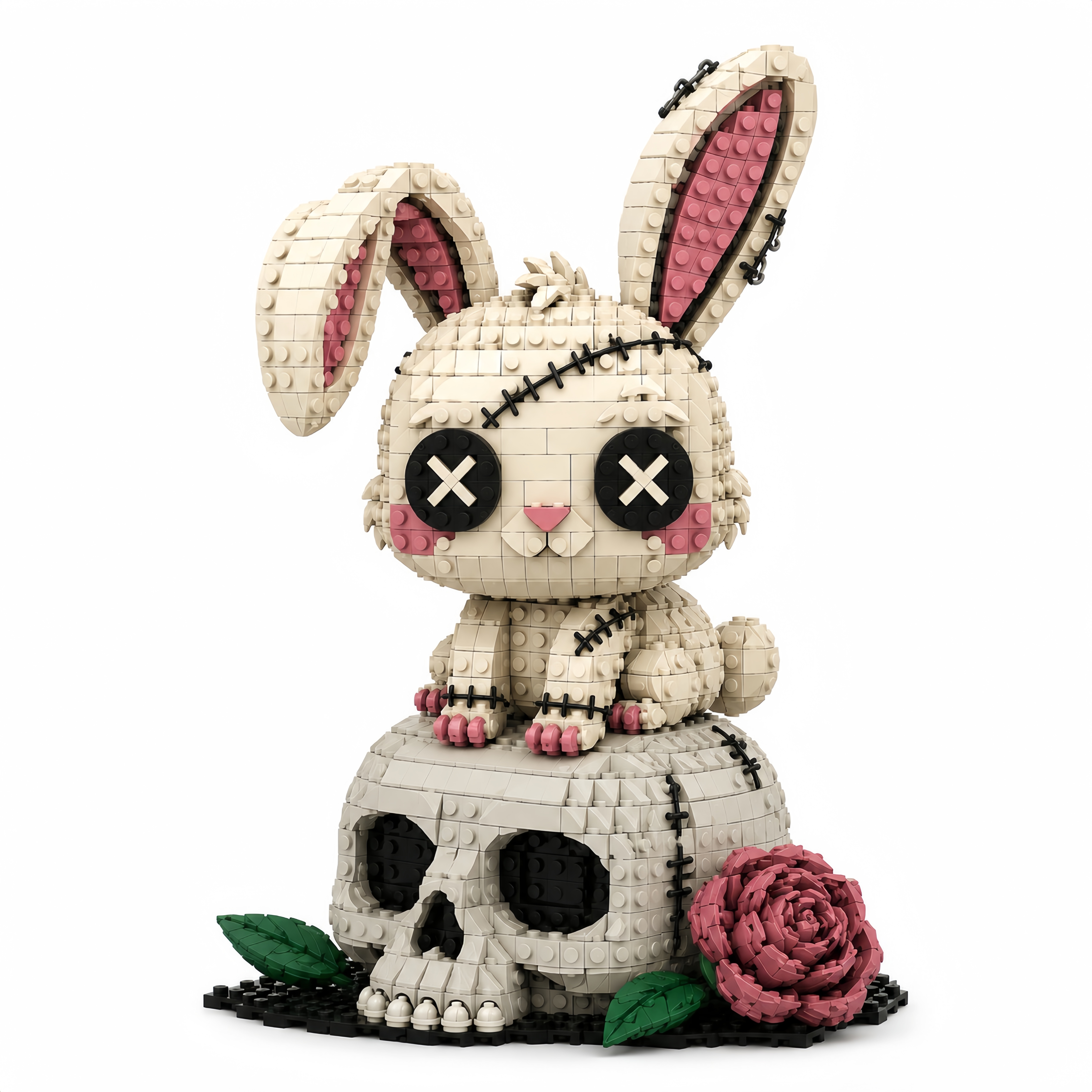 Stitched Bunny – Gothic Rabbit Skull Building Set | Dark Fantasy Collector Model