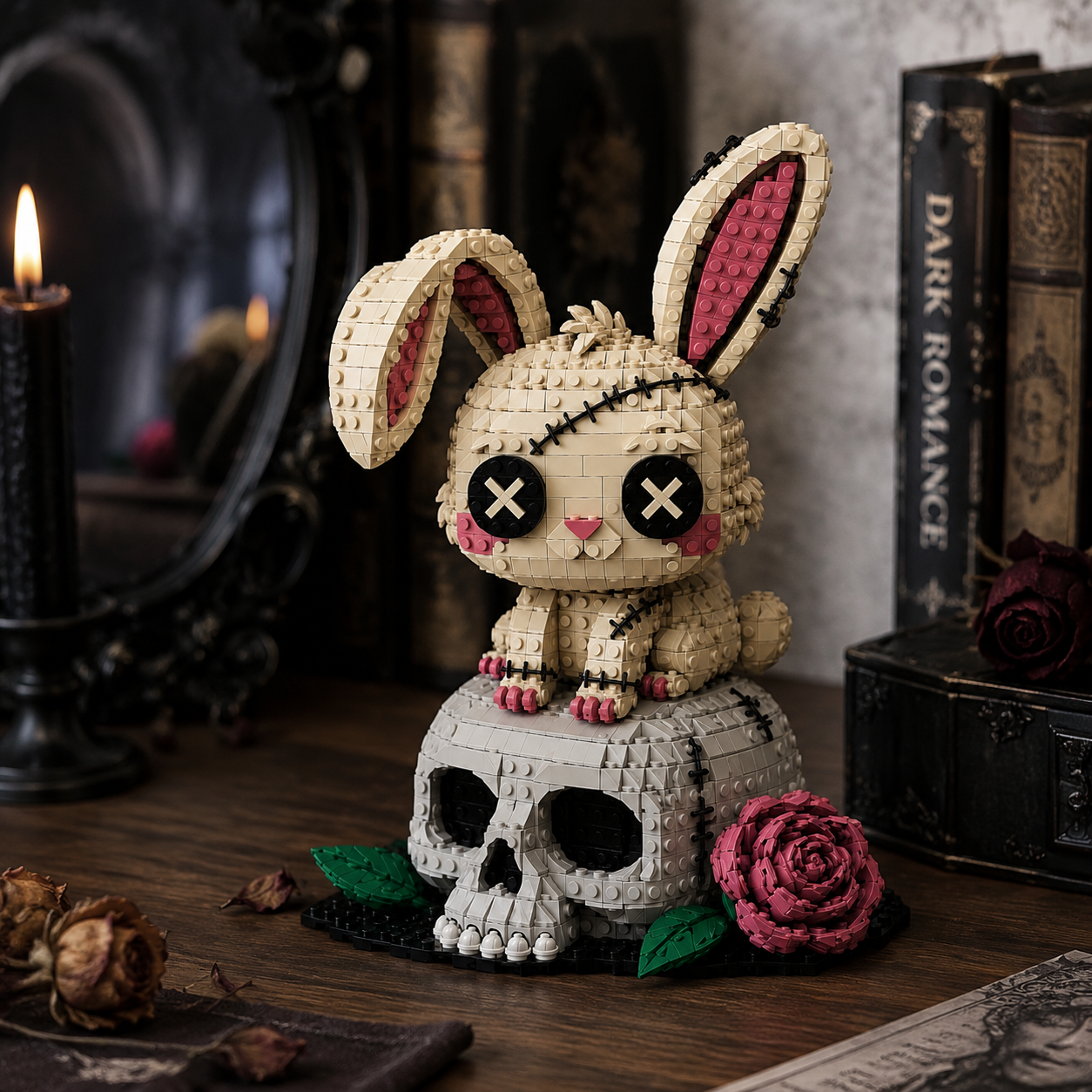Stitched Bunny – Gothic Rabbit Skull Building Set | Dark Fantasy Collector Model