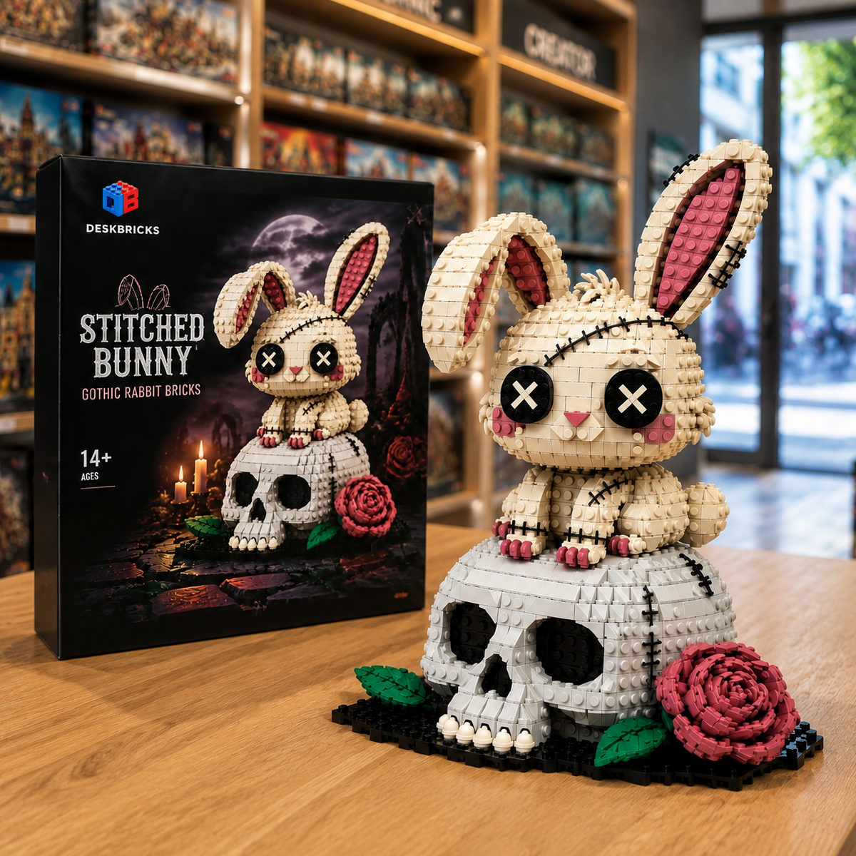 Stitched Bunny – Gothic Rabbit Skull Building Set | Dark Fantasy Collector Model