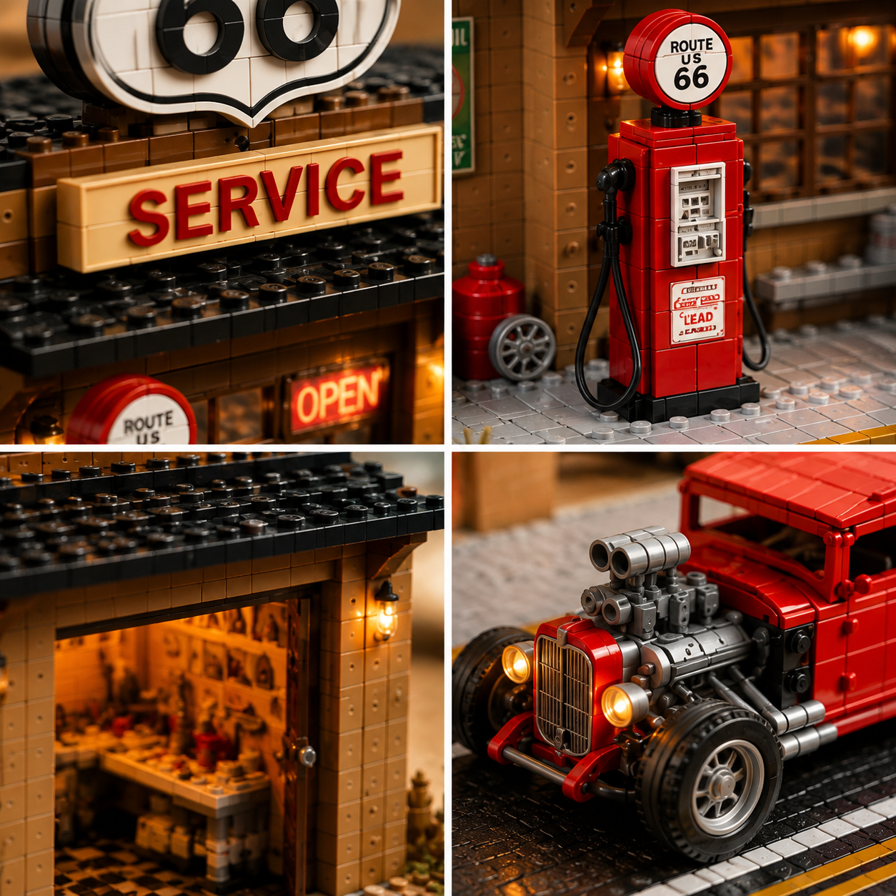 Route 66 Centennial Service Station Building Set – 100th Anniversary American Road Trip Collector Model