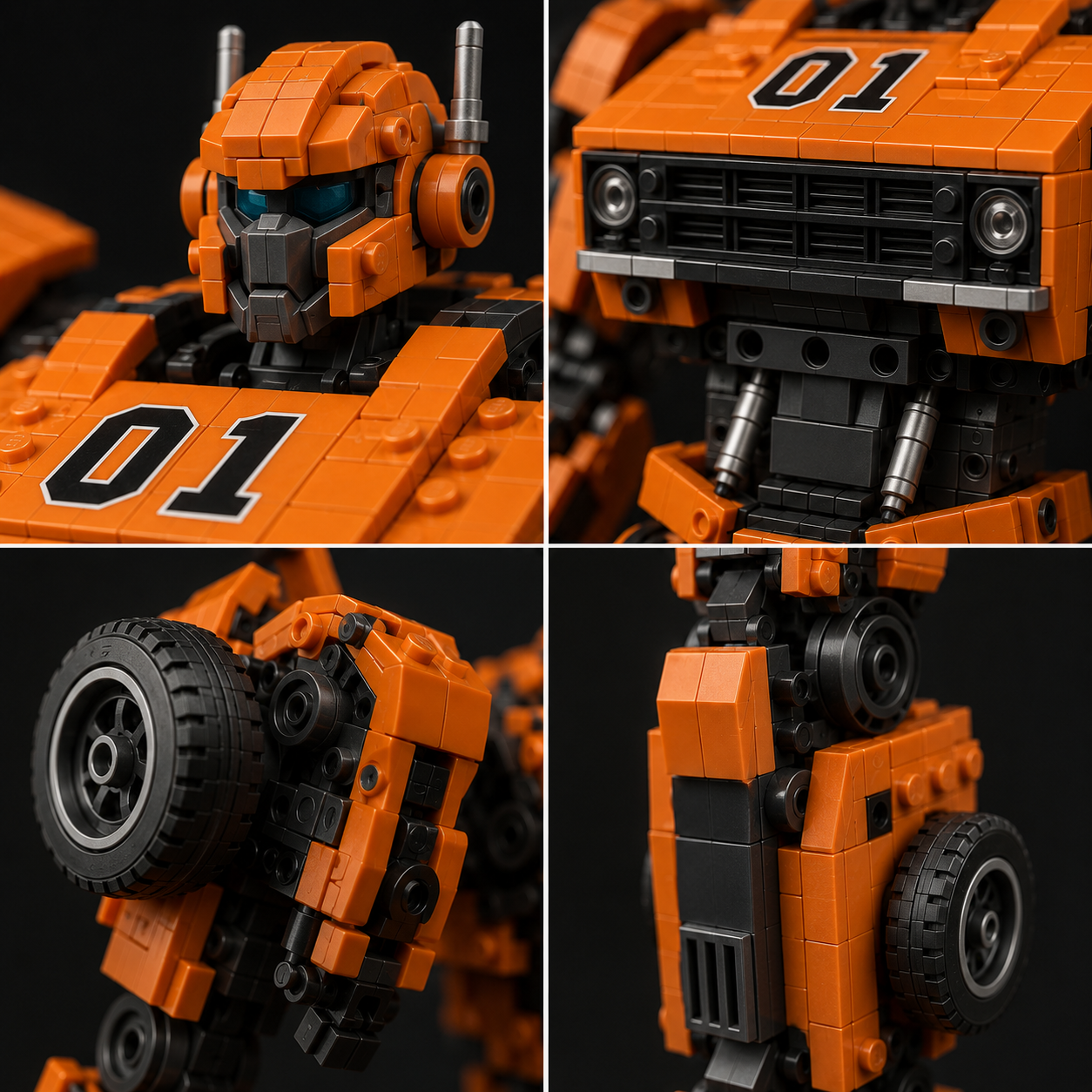 Muscle Car Mech Building Set – American Road Warrior Transforming Robot Collector Model