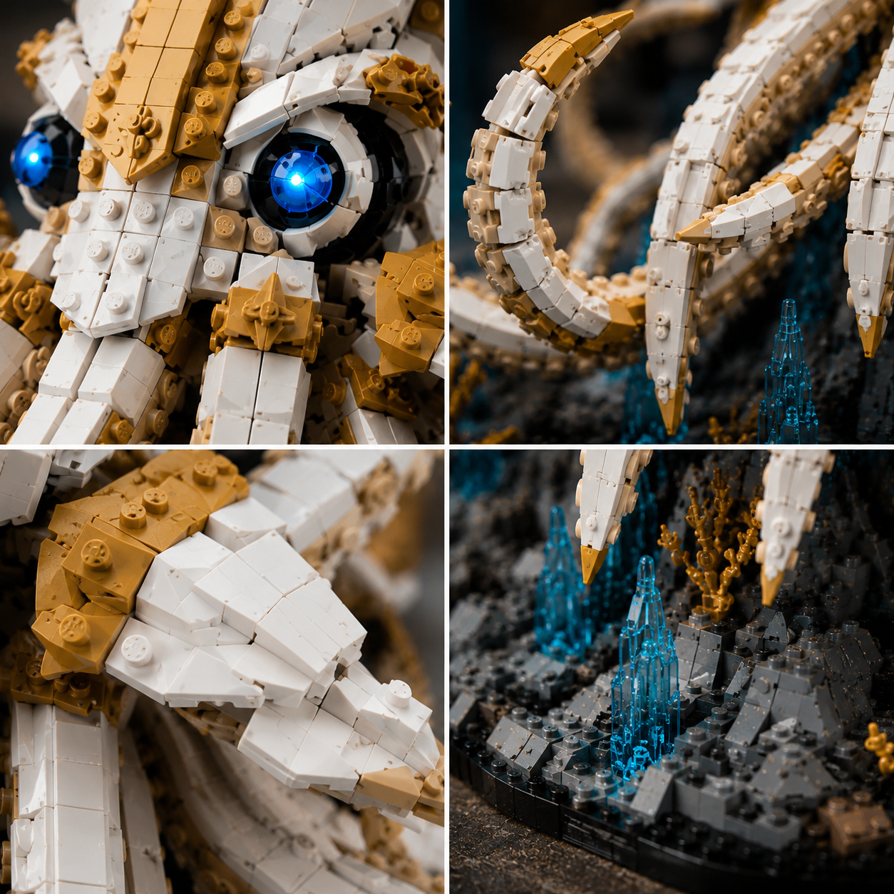 Abyssal Squid Building Set – White & Gold Deep Sea Creature Collector Model