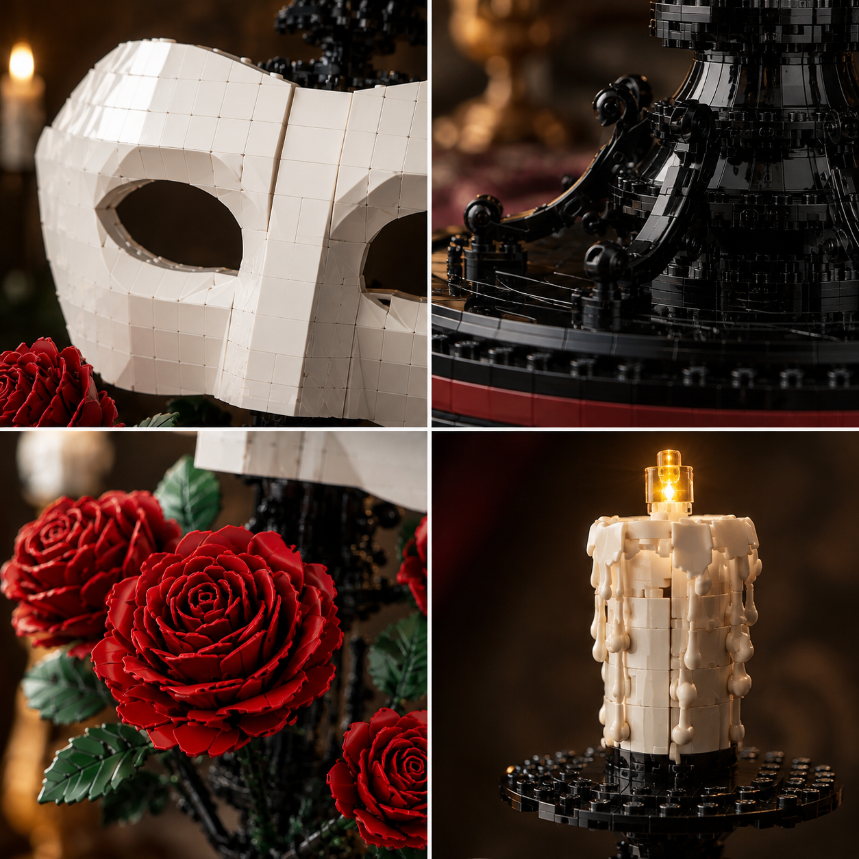 Crimson Masque Building Set – Gothic Rose & Mask Light-Up Collector Display