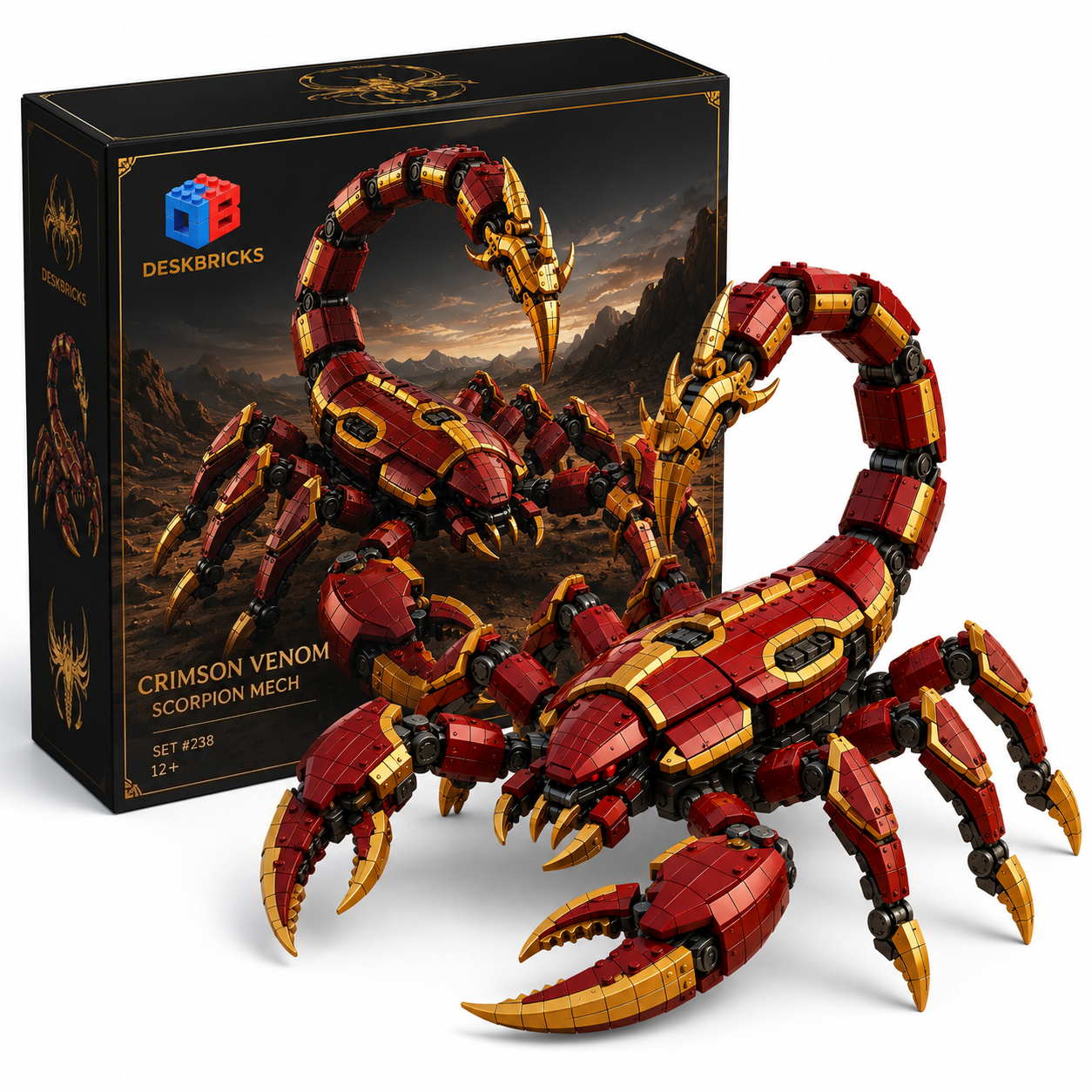 Crimson Venom – Red & Gold Armored Scorpion Mech Building Set