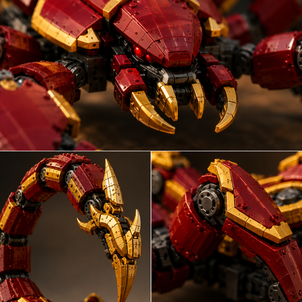 Crimson Venom – Red & Gold Armored Scorpion Mech Building Set