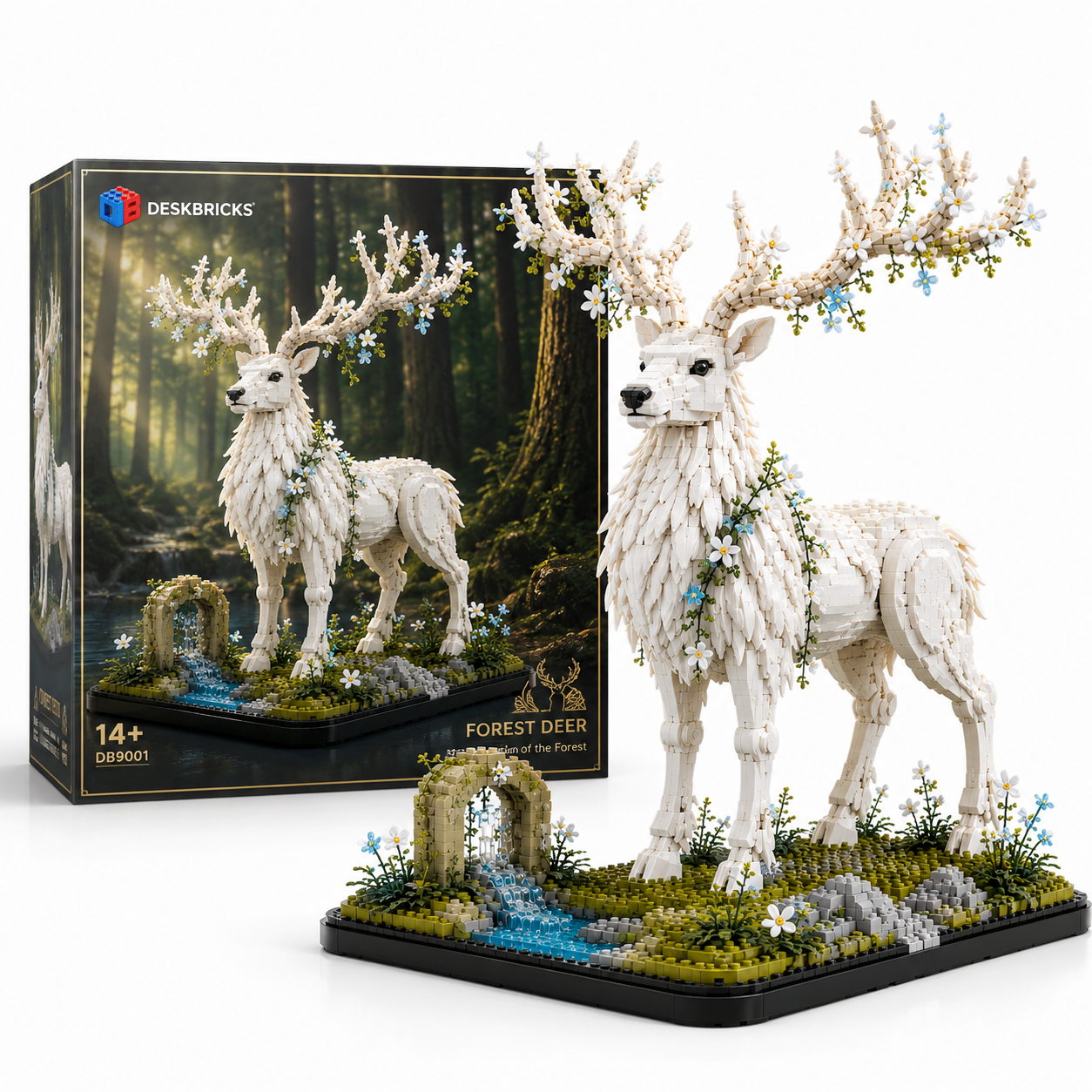 Celestial White Stag – Forest Guardian Display Building Set