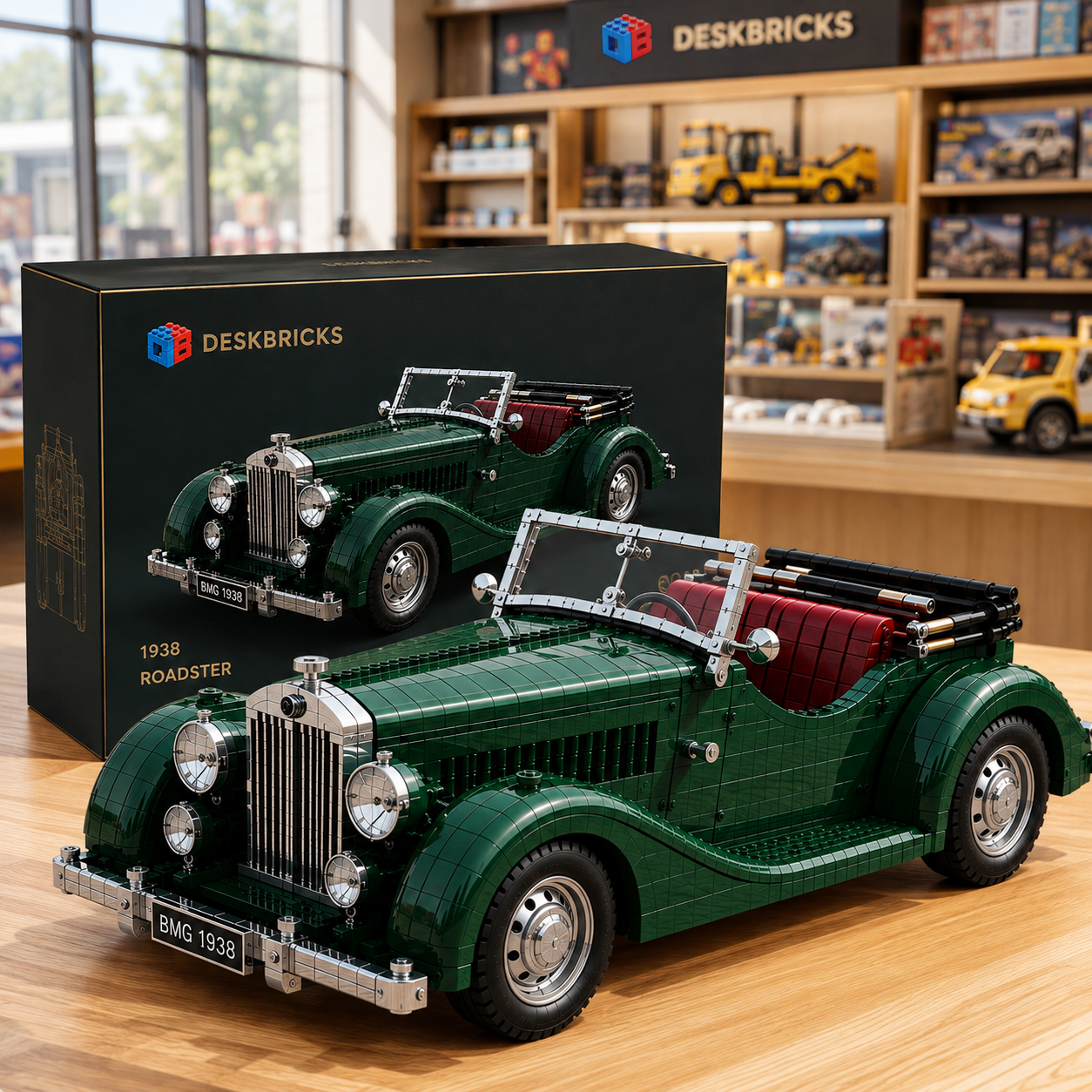 Heritage 1938 – British Vintage Green Roadster Convertible Building Set
