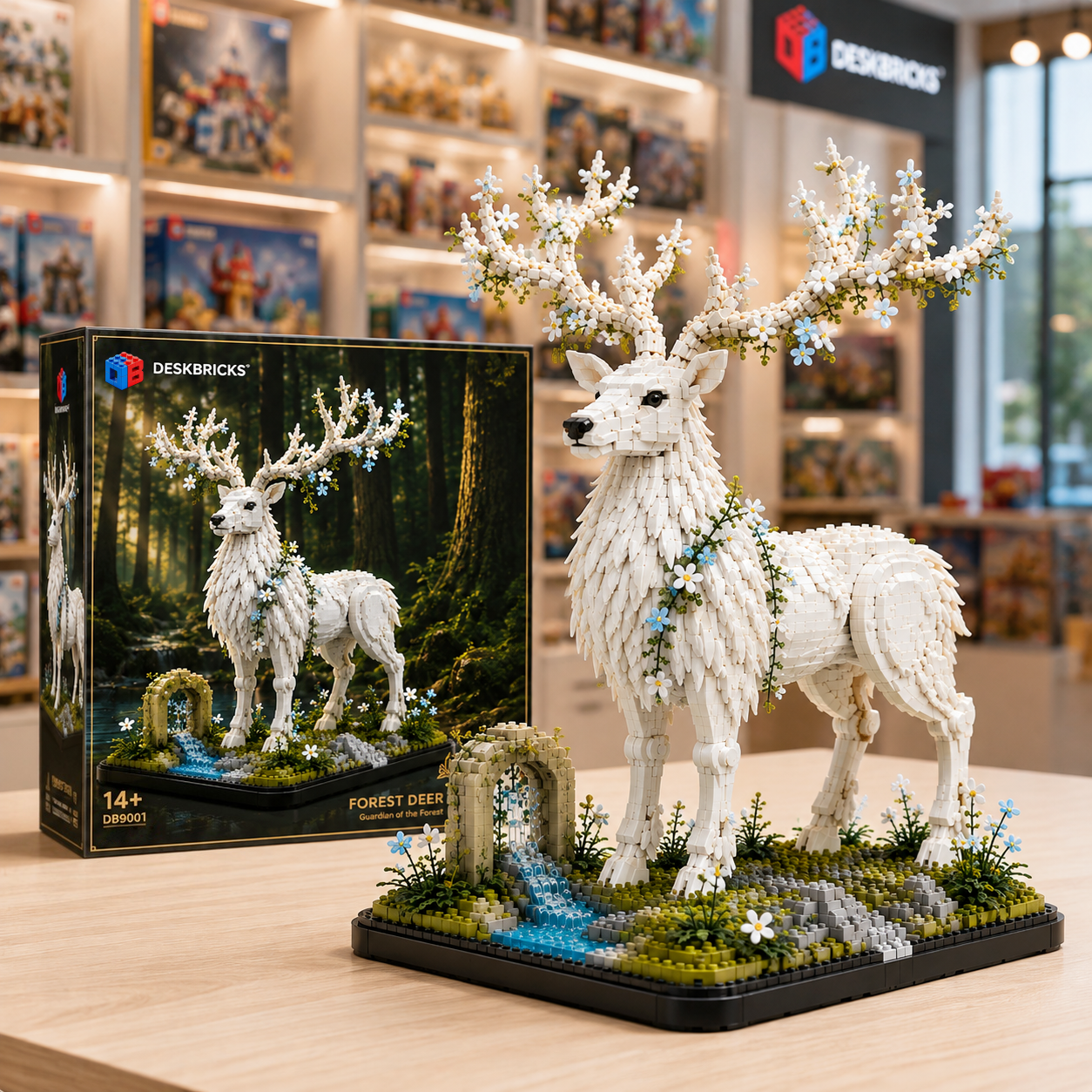 Celestial White Stag – Forest Guardian Display Building Set