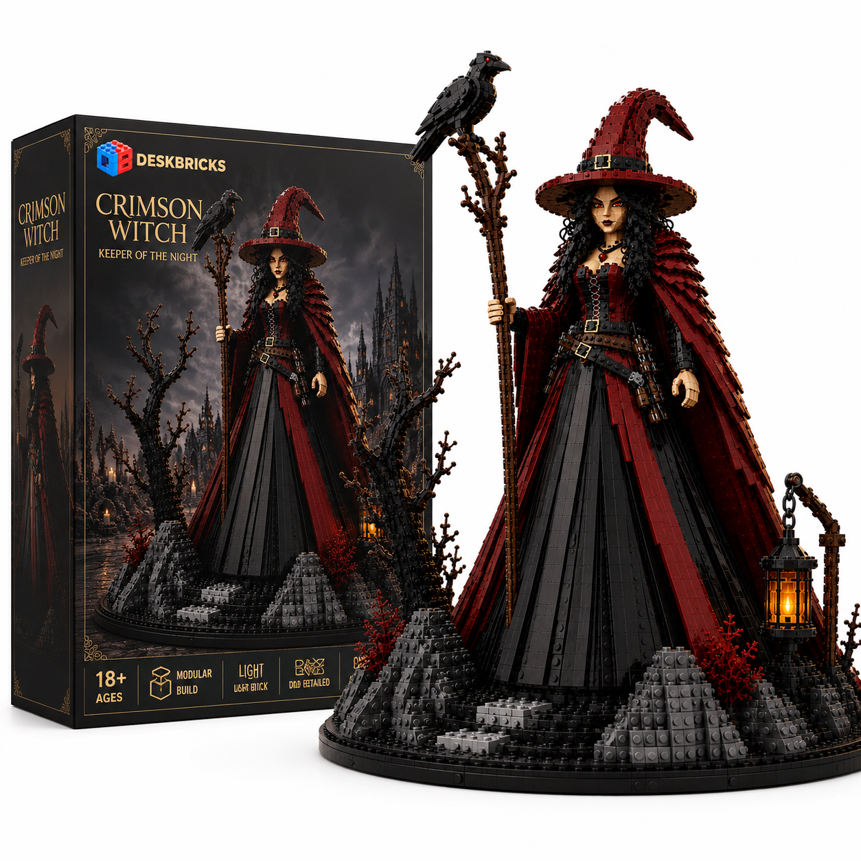  Crimson Witch – Keeper of the Night Gothic Witch Display Building Set
