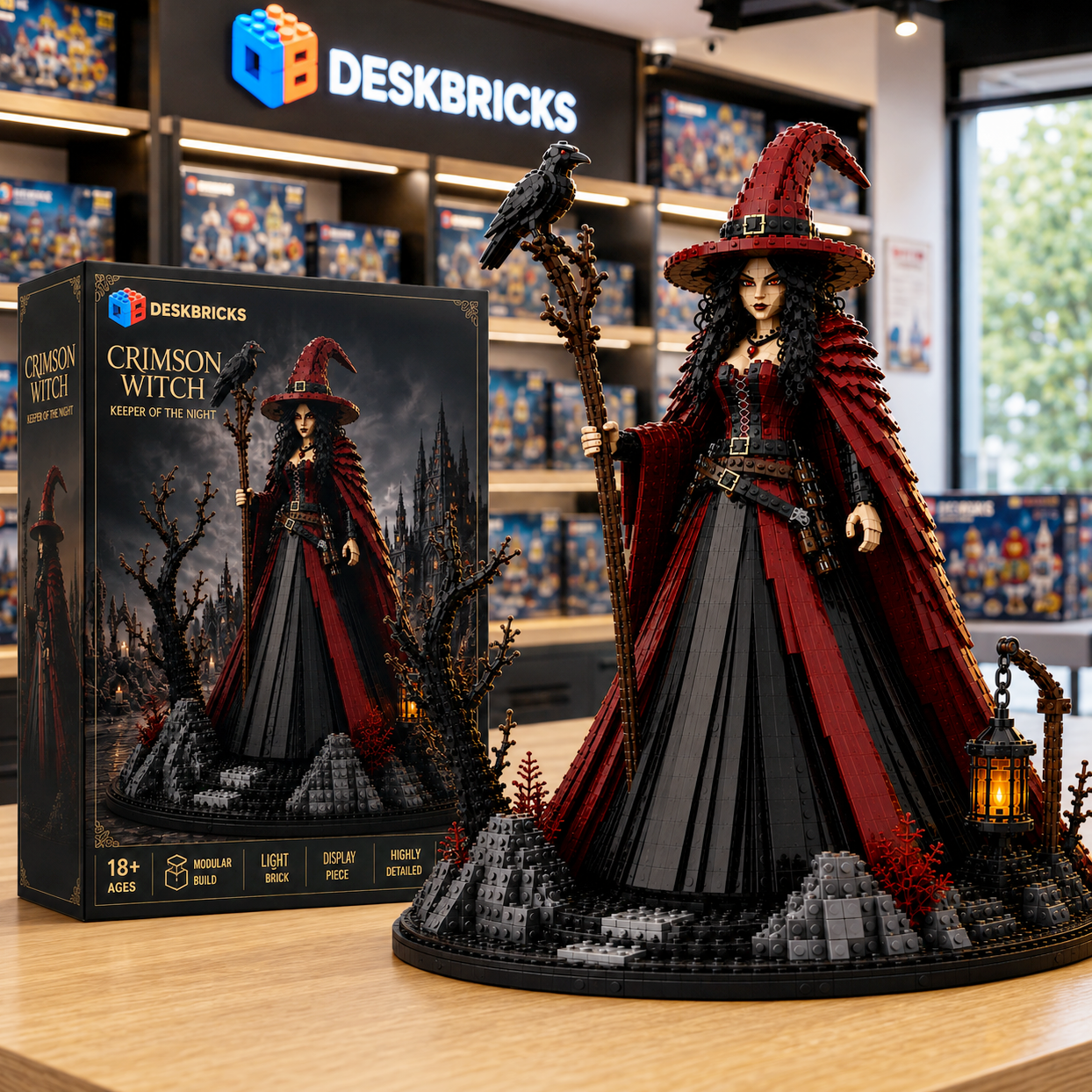  Crimson Witch – Keeper of the Night Gothic Witch Display Building Set