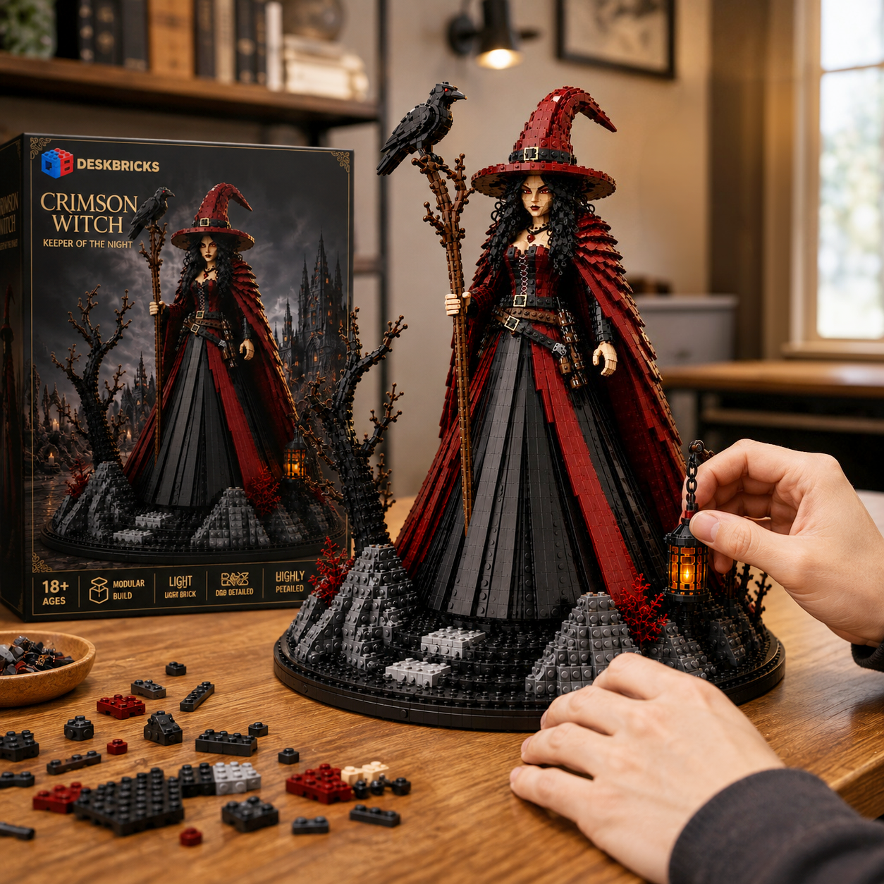  Crimson Witch – Keeper of the Night Gothic Witch Display Building Set