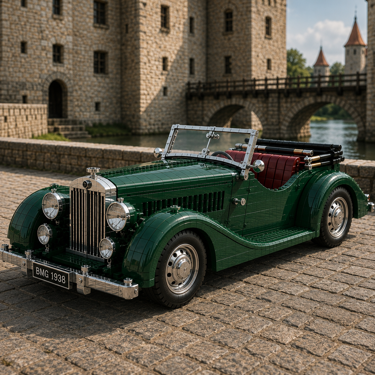 Heritage 1938 – British Vintage Green Roadster Convertible Building Set