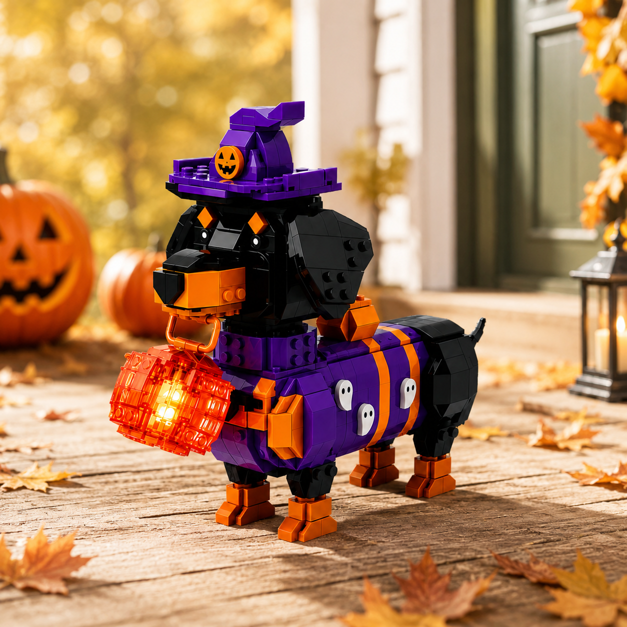 Halloween Dachshund – Witch’s Lantern Dog Building Set