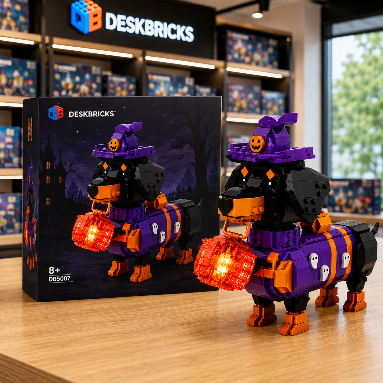 Halloween Dachshund – Witch’s Lantern Dog Building Set