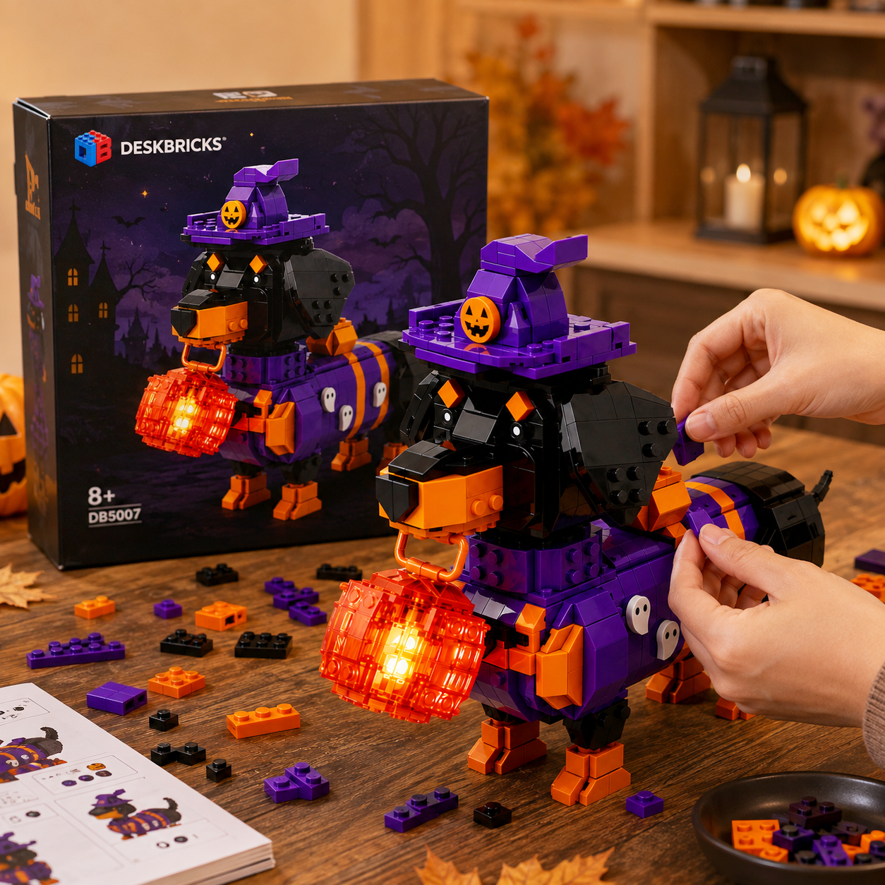 Halloween Dachshund – Witch’s Lantern Dog Building Set