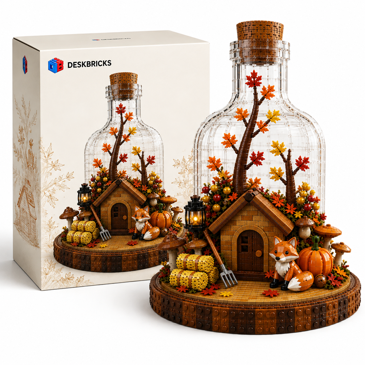 Autumn Fox Cottage in a Bottle – Enchanted Woodland Collector Building Set