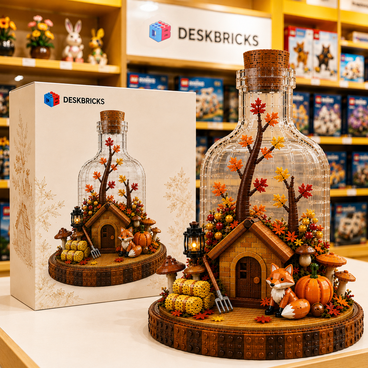 Autumn Fox Cottage in a Bottle – Enchanted Woodland Collector Building Set