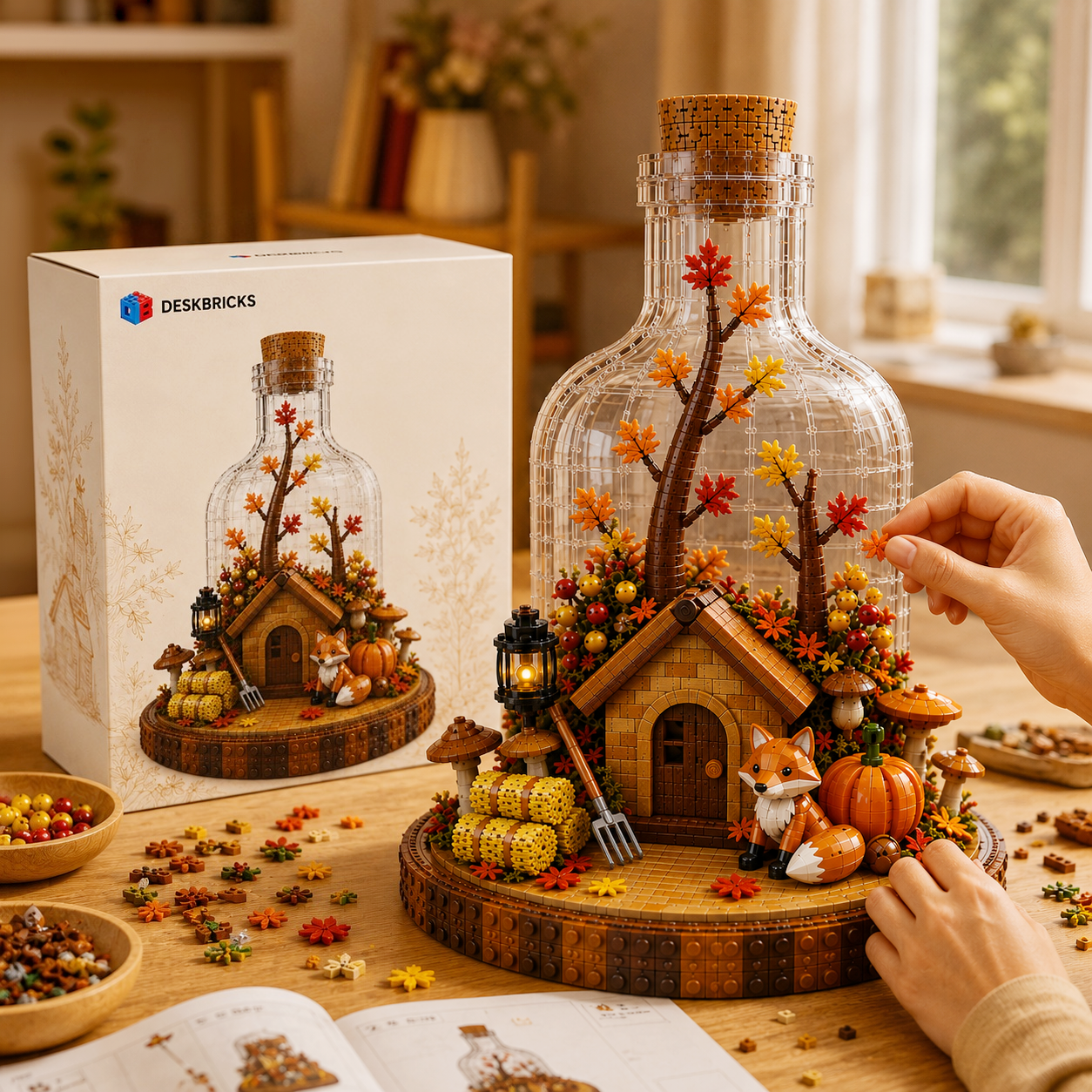 Autumn Fox Cottage in a Bottle – Enchanted Woodland Collector Building Set
