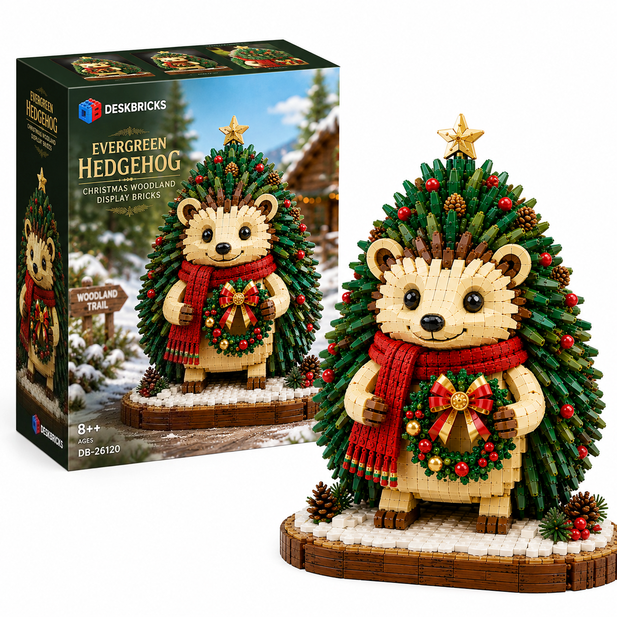 Evergreen Hedgehog – Christmas Woodland Collector Building Set | Festive Holiday Display Bricks