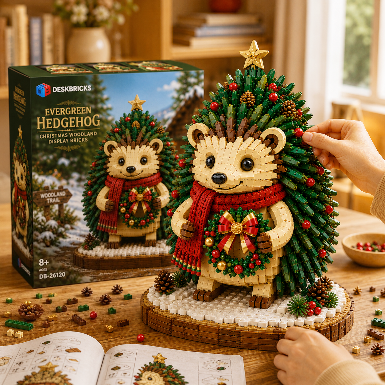 Evergreen Hedgehog – Christmas Woodland Collector Building Set | Festive Holiday Display Bricks