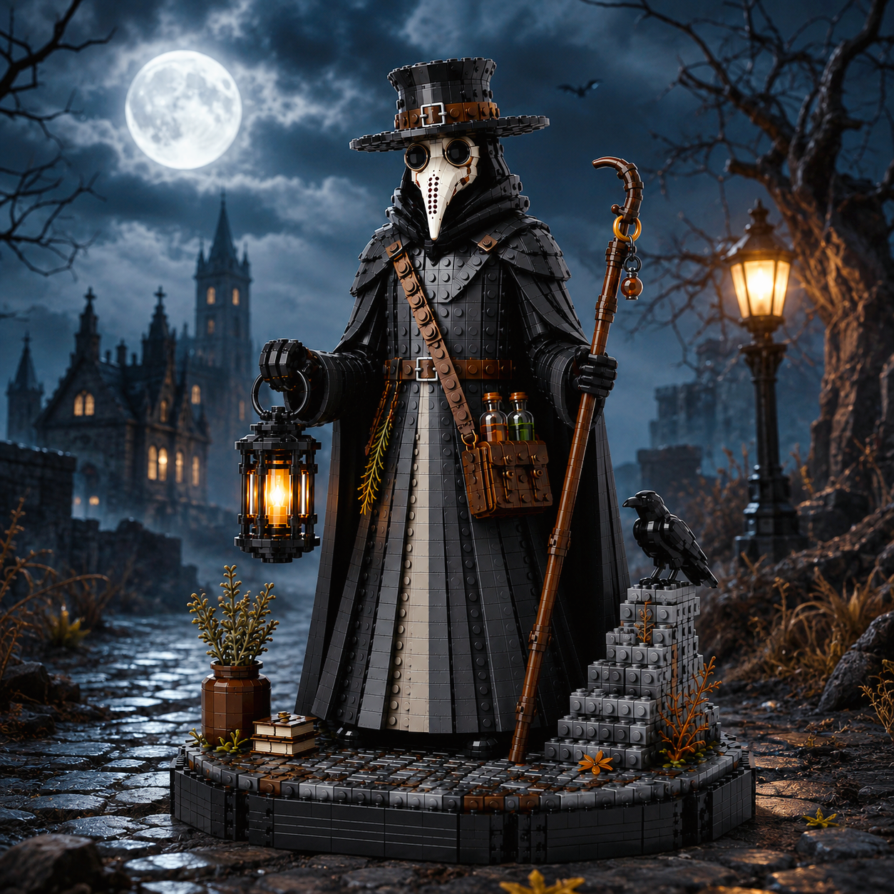 Plague Doctor – Midnight Healer Gothic Collector Building Set | Dark Medieval Display Bricks