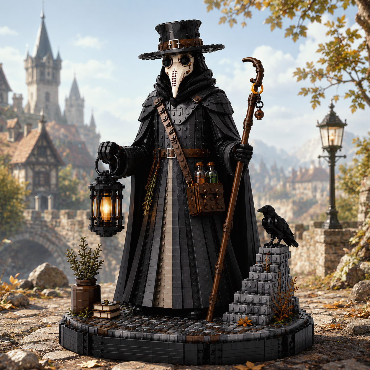 Plague Doctor – Midnight Healer Gothic Collector Building Set | Dark Medieval Display Bricks
