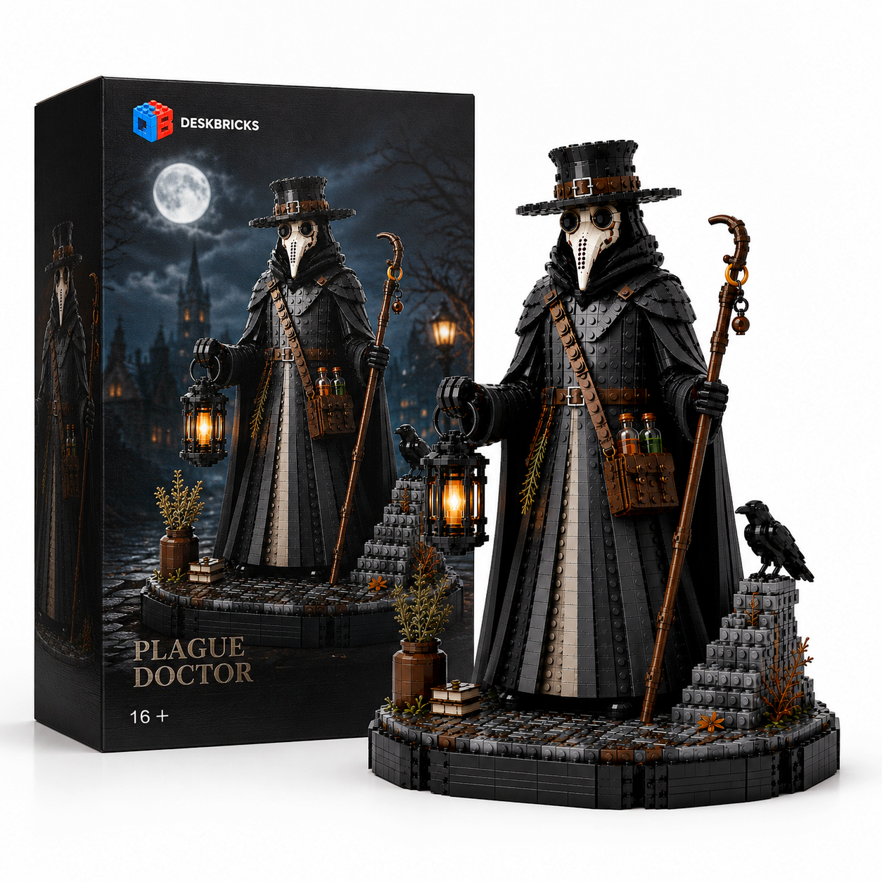 Plague Doctor – Midnight Healer Gothic Collector Building Set | Dark Medieval Display Bricks