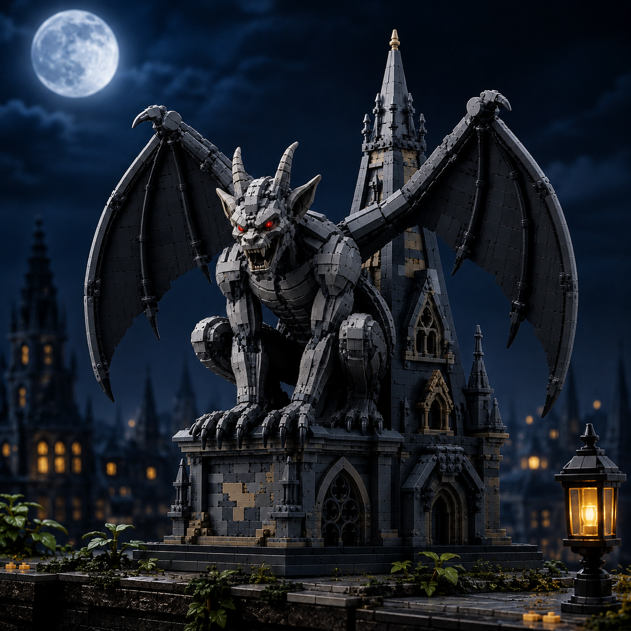 Gargoyle of the Midnight Cathedral – Gothic Guardian Architecture Display Building Set | Dark Fantasy Collector Bricks