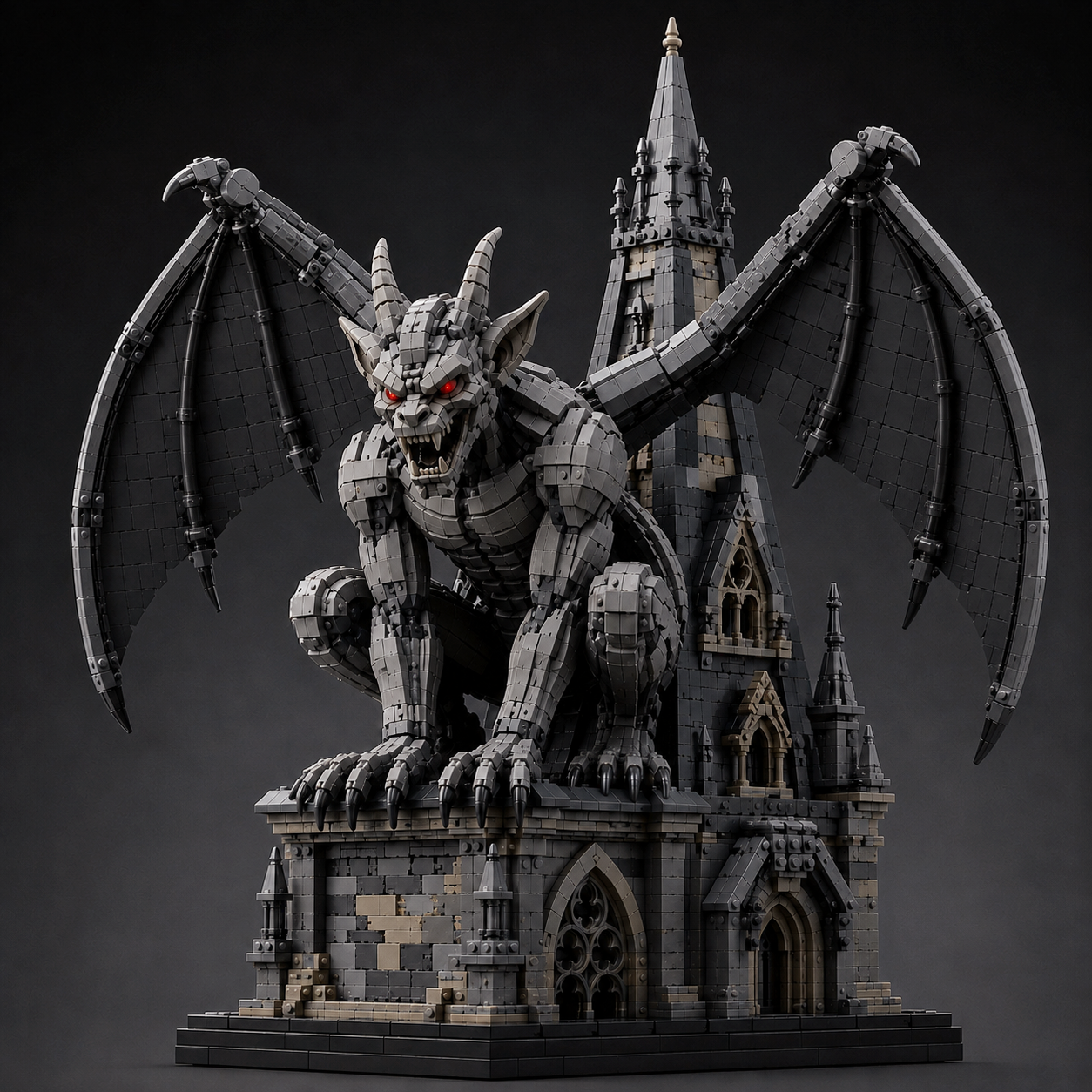 Gargoyle of the Midnight Cathedral – Gothic Guardian Architecture Display Building Set | Dark Fantasy Collector Bricks