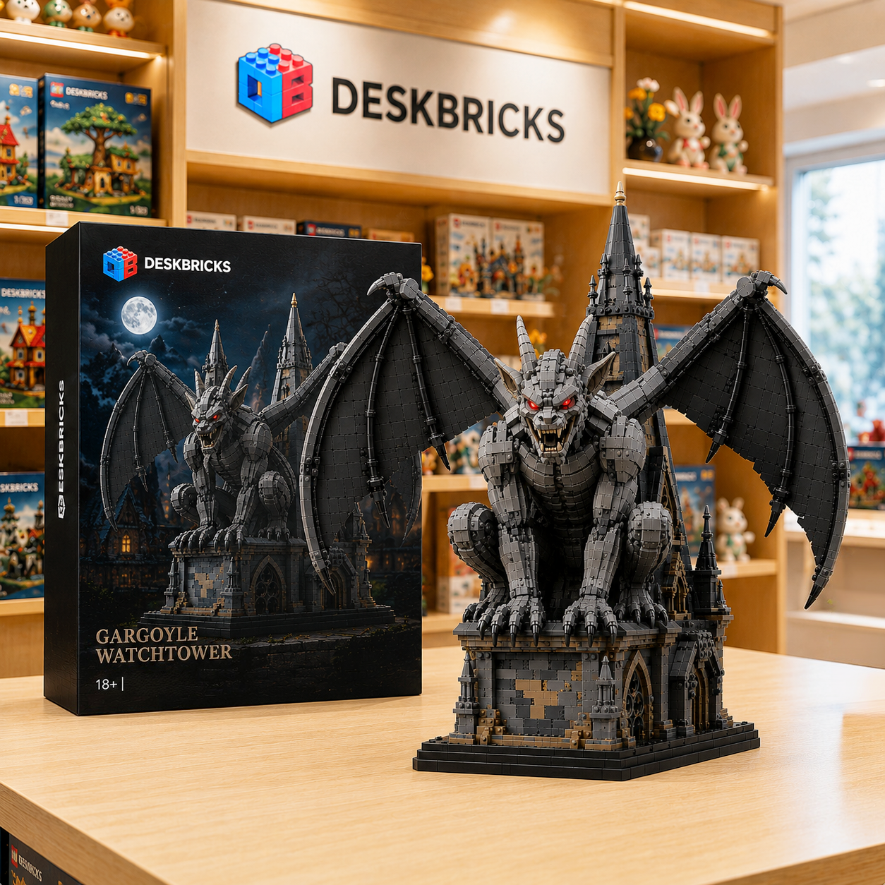 Gargoyle of the Midnight Cathedral – Gothic Guardian Architecture Display Building Set | Dark Fantasy Collector Bricks