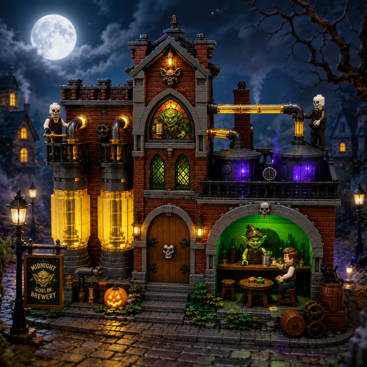 Midnight Goblin Brewery – Gothic Goblin Alehouse & Brewing Workshop Halloween Display Building Set